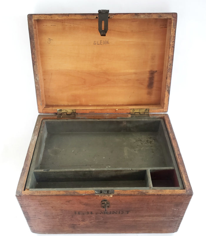 Antique Wooden Cash - Document Box, Tool Box w/ Drawer Tray, ca. 1900-1920's