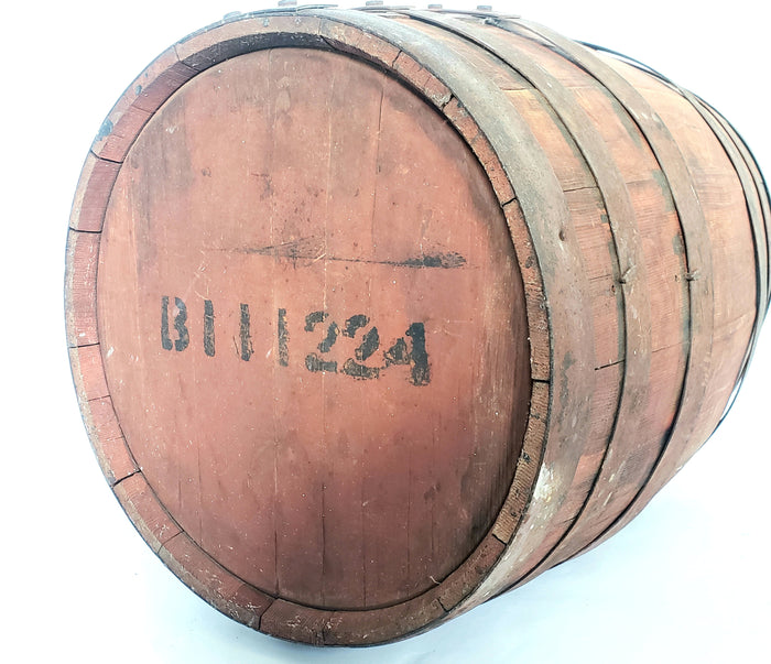 Antique Wooden Keg - Iron Banded Rundlet, Powder Keg, Barrel w/ Original Red Paint