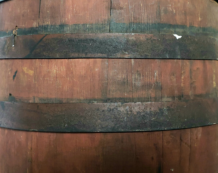Antique Wooden Keg - Iron Banded Rundlet, Powder Keg, Barrel w/ Original Red Paint