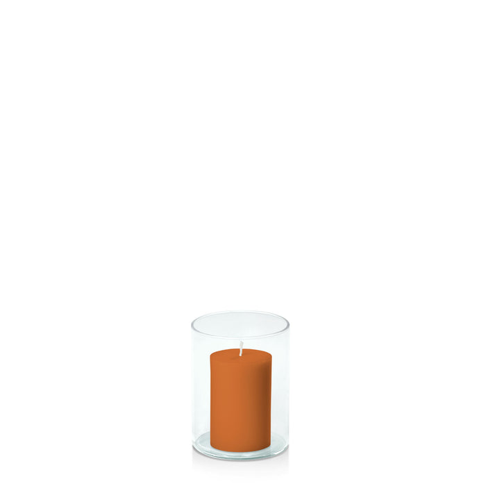 Baked Clay 5cm x 7.5cm Pillar in 8cm x 10cm Glass Pack of 1