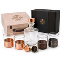 Barrel Aged Trading Co. Signature Whiskey Decanter Gift Set with 4 Glasses