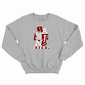 Baseline - New Stacked Logo Crew (Grey Melange/Red & White)