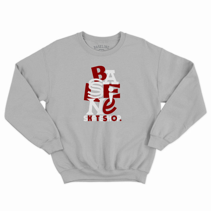Baseline - New Stacked Logo Crew (Grey Melange/Red & White)
