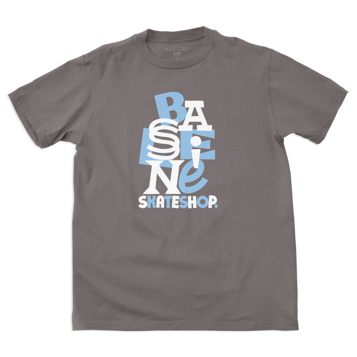 Baseline - New Stacked Logo Tee (Charcoal/Blue & White)