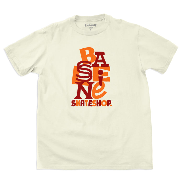 Baseline - New Stacked Logo Tee (Ivory/Red & Orange)