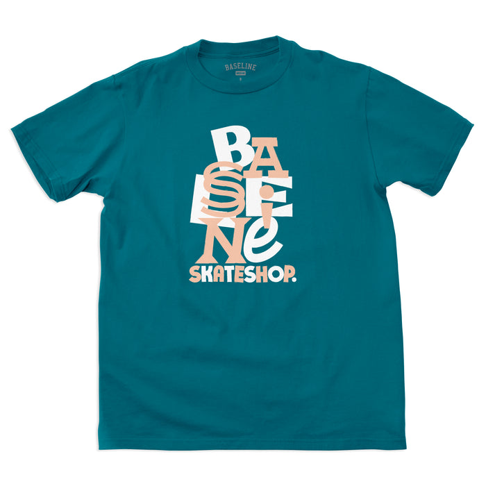 Baseline - New Stacked Logo Tee (Oceanic/Salmon & White)