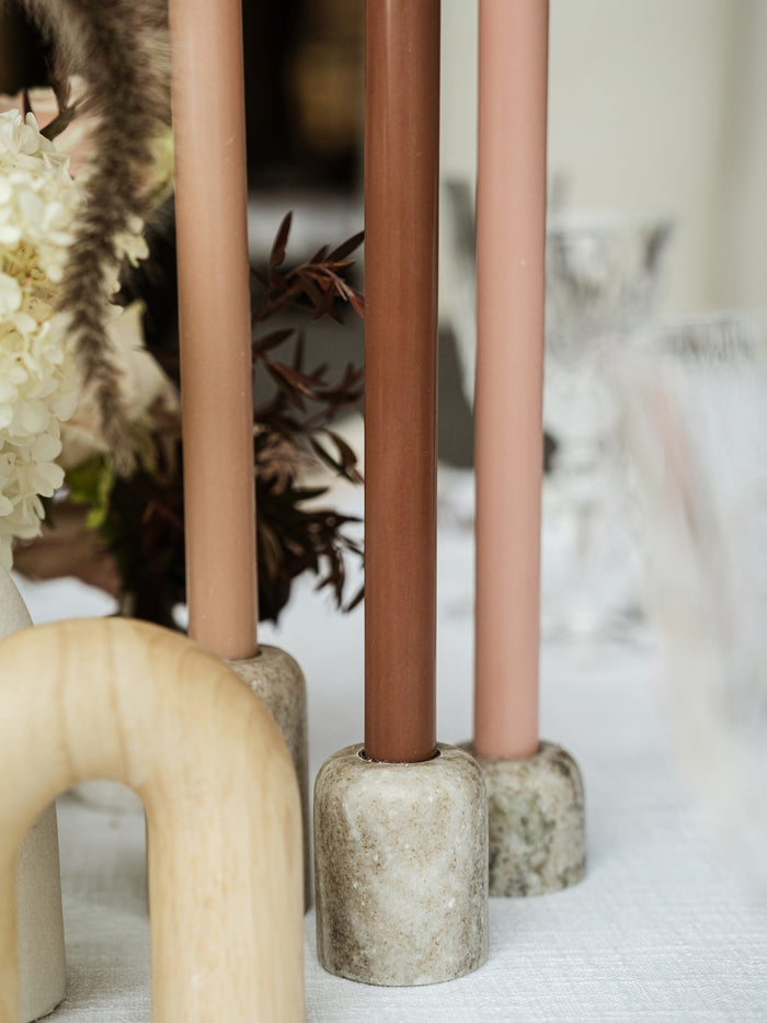 Beige Sienna Marble Candle Holder - Large Pack of 1