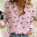 Belted Galloway Cattle pattern Women's Mock Linen Shirts for farmers - myfunfarm