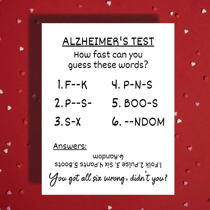 Birthday Greeting Card: Alzheimer's Test...