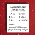 Birthday Greeting Card: Alzheimer's Test...