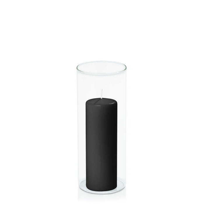 Black 5cm x 15cm Event Pillar in 8cm x 20cm Glass Pack of 1