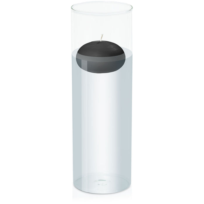 Black 7.5cm Floating Candle in 10cm x 30cm Glass Pack of 1