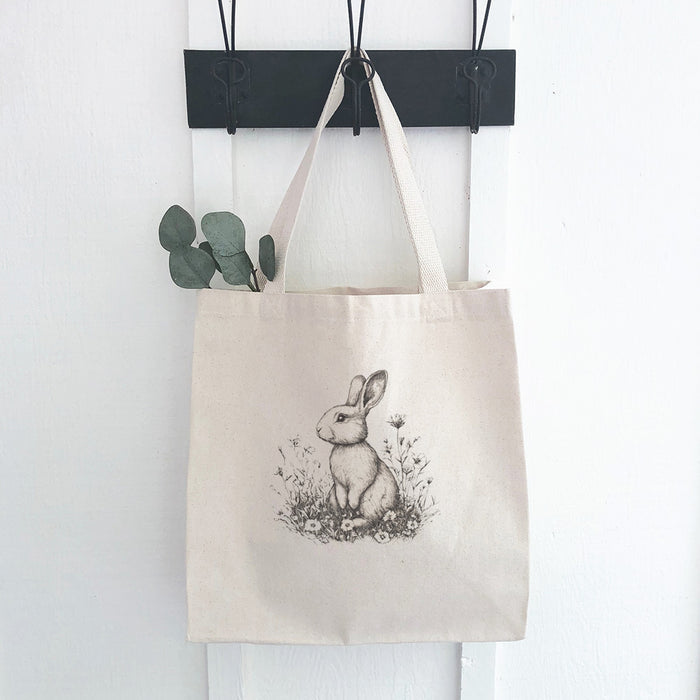 Black & White Bunny - Easter Canvas Tote Bag