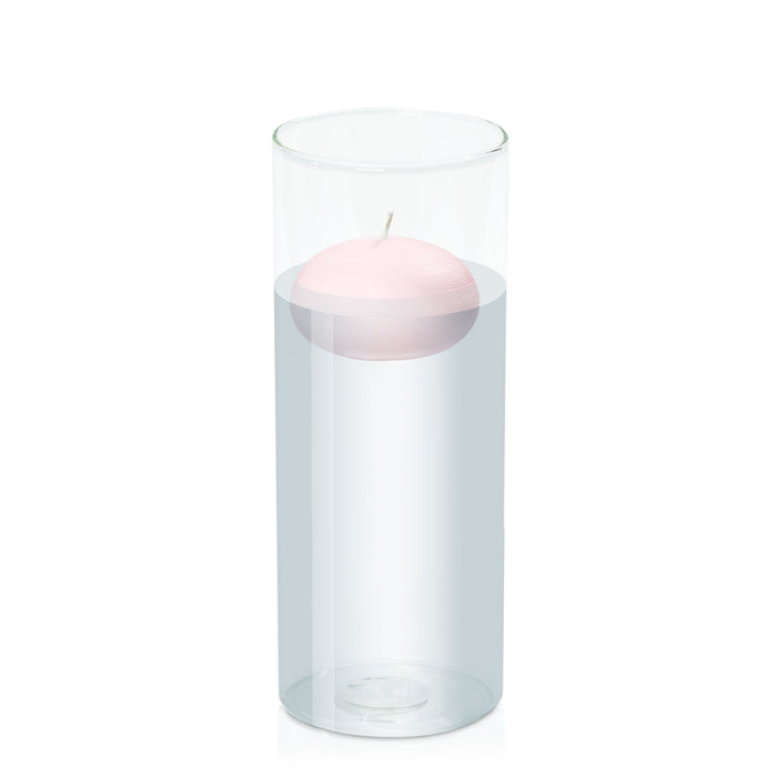 Blush Pink 7.5cm Floating Candle in 10cm x 25cm Glass Pack of 1