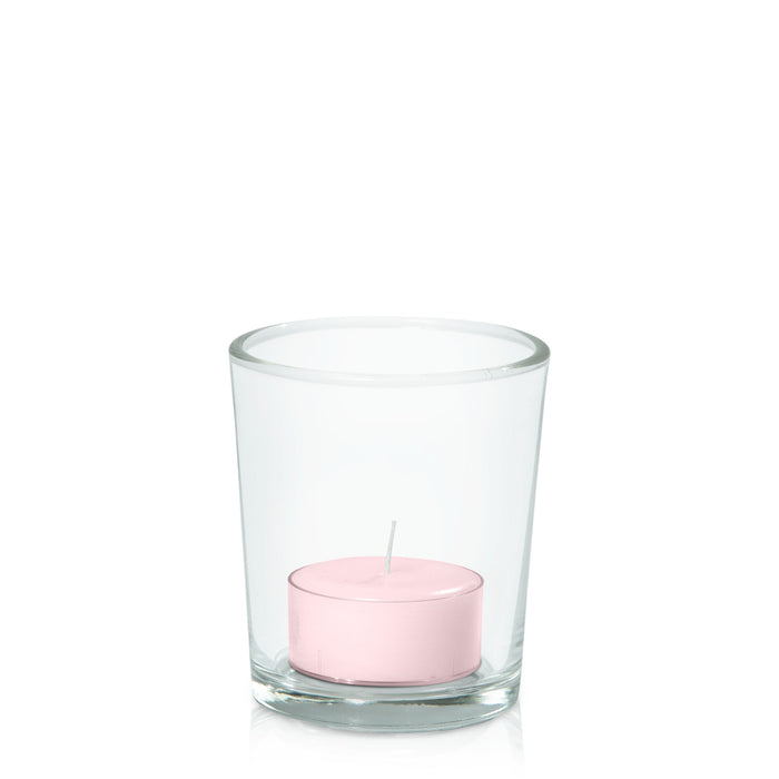 Blush Pink Tealight in Glass Votive Pack Pack of 24