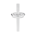 Clear glass Boba Straw Lid for L 16oz KeepCup, shown from a front-on angle displaying the transparent circular lid with an integrated wide plastic straw passing through the centre.