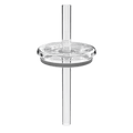 Clear Boba Straw Lid for L 16oz Steel Cup shown from a straight-on angle, featuring a transparent plastic lid with grey silicone seal and a clear reusable straw passing through the centre.