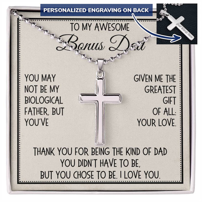Bonus Dad Gift, Personalized Cross Necklace: The Greatest Gift Of All...