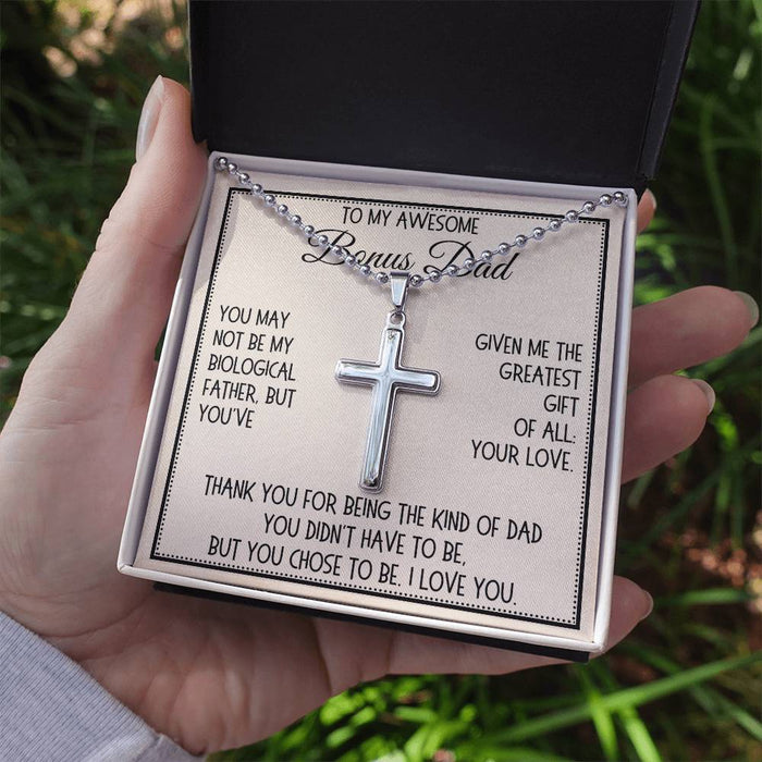Bonus Dad Gift, Personalized Cross Necklace: The Greatest Gift Of All...