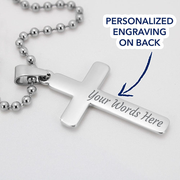 Bonus Dad Gift, Personalized Cross Necklace: The Greatest Gift Of All...