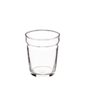 Brew Glass Base - M 12oz, a clear tempered glass cup with a slightly tapered shape and subtle horizontal band detail, shown empty against a white background.