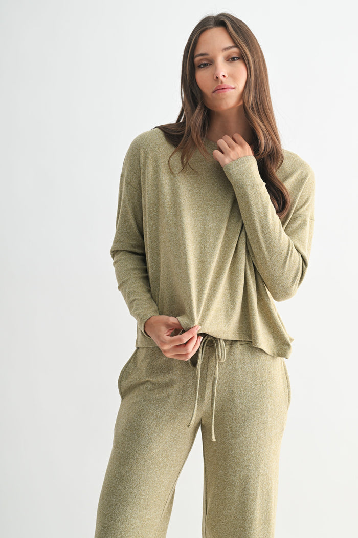 Brushed Lounge Back Pleat Long Sleeve