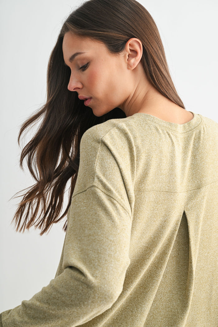 Brushed Lounge Back Pleat Long Sleeve
