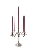 Burgundy 35cm & 45cm Taper Candles with Antique Silver Charlotte 5-Arm Candelabra - Set of 2 Pack of 10