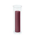 Burgundy 5cm x 20cm Pillar in 8cm x 25cm Glass