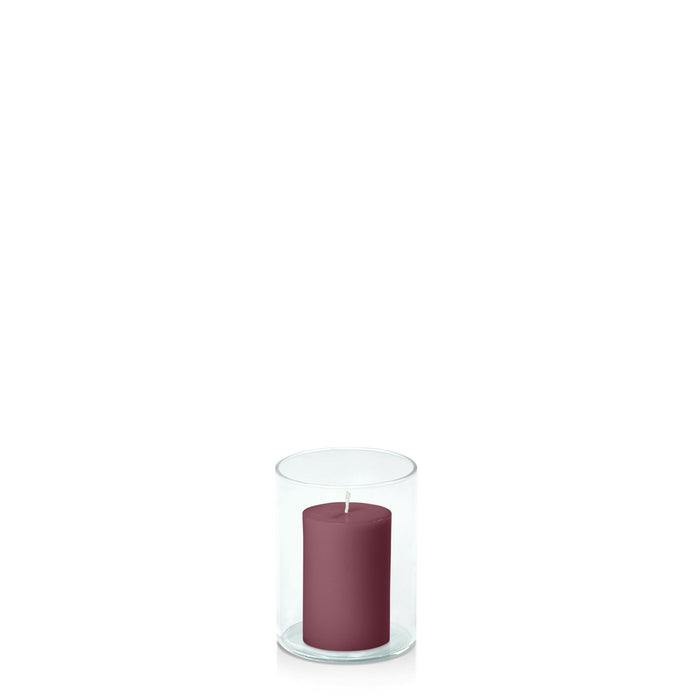 Burgundy 5cm x 7.5cm Pillar in 8cm x 10cm Glass Pack of 1