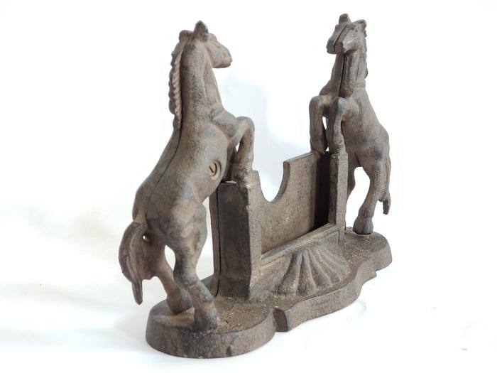 Cast Iron Business Card Holder "Rearing Horses"