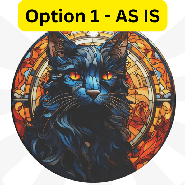 Cat, Personalized Cat Lovers Ceramic Ornament: Black/Blue Cat