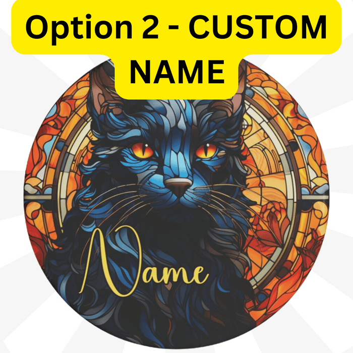 Cat, Personalized Cat Lovers Ceramic Ornament: Black/Blue Cat