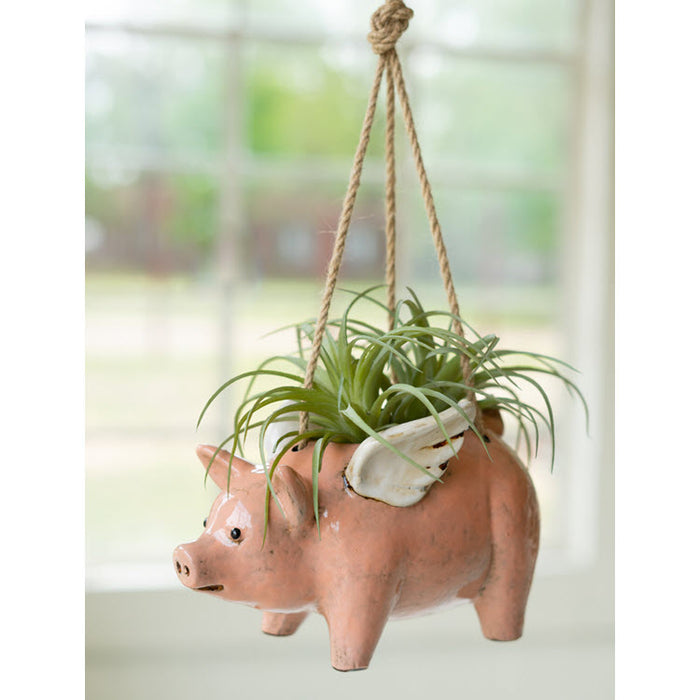 Ceramic Hanging Flying Pig Planter