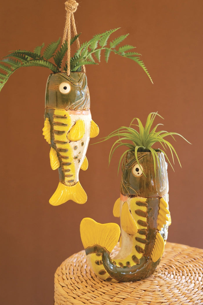 Ceramic Largemouth Bass Vase / Hanging