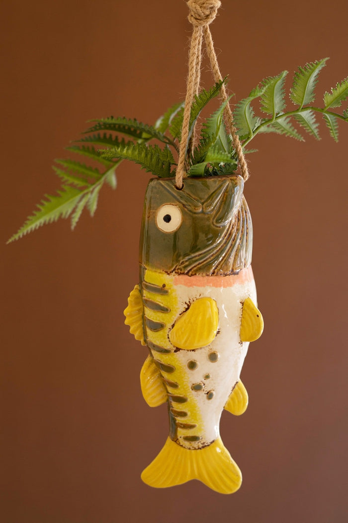 Ceramic Largemouth Bass Vase / Hanging