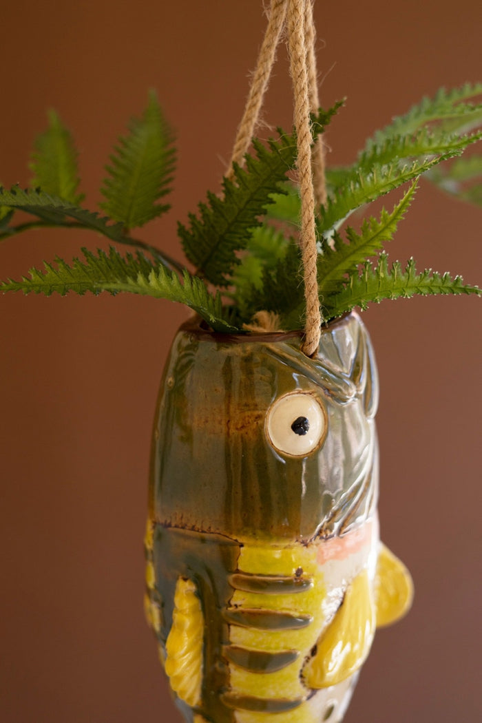 Ceramic Largemouth Bass Vase / Hanging