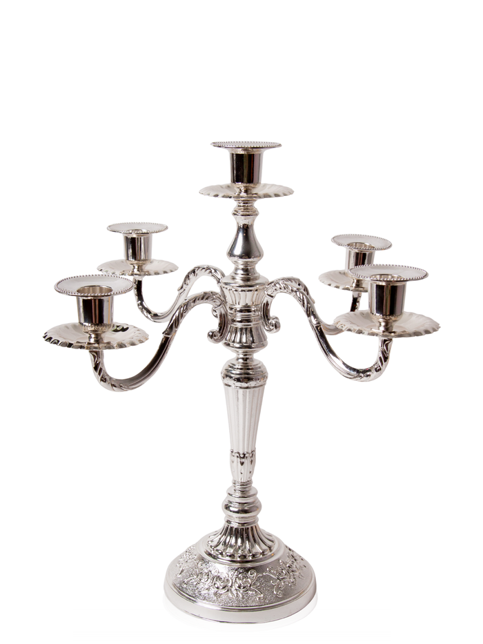 Charlotte Antique Silver 5-Arm Candelabra