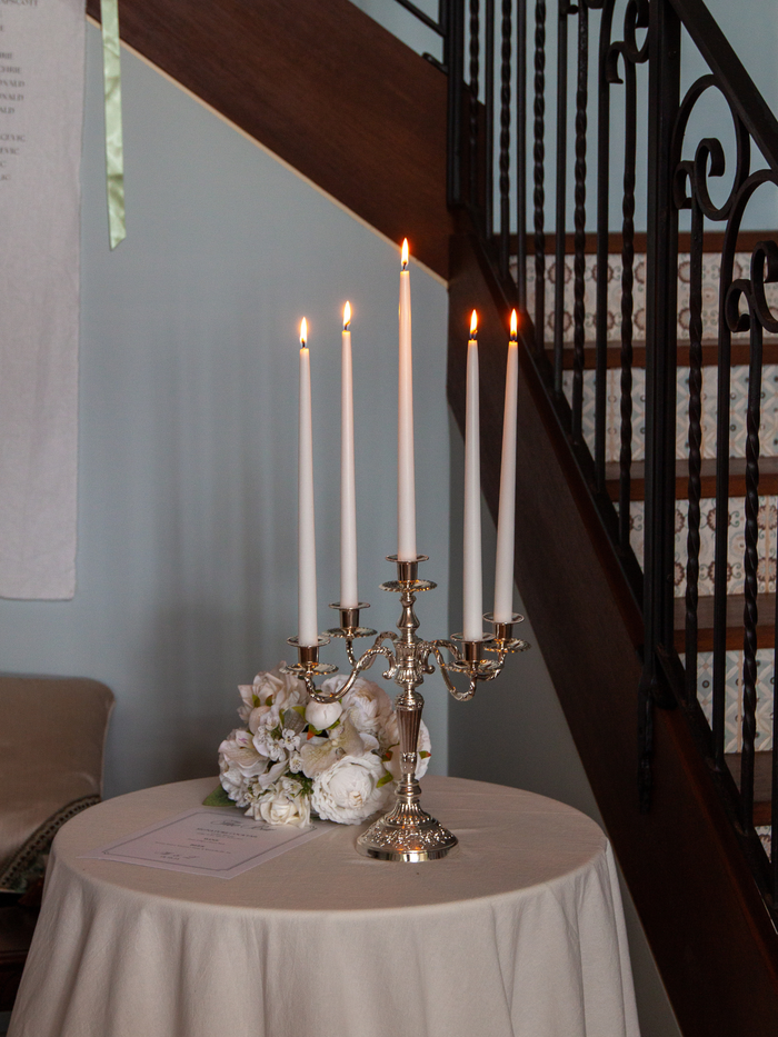 Charlotte Antique Silver 5-Arm Candelabra