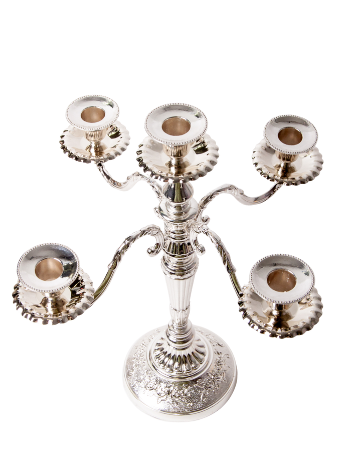 Charlotte Antique Silver 5-Arm Candelabra