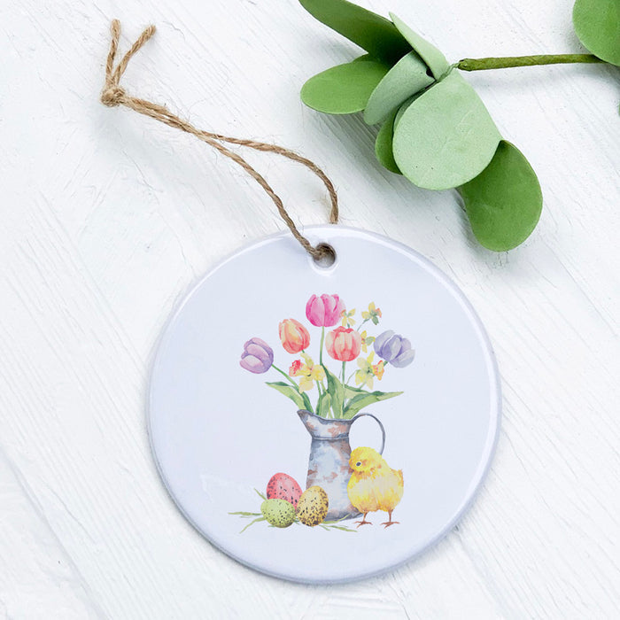 Chick and Tulips - Easter Ornament