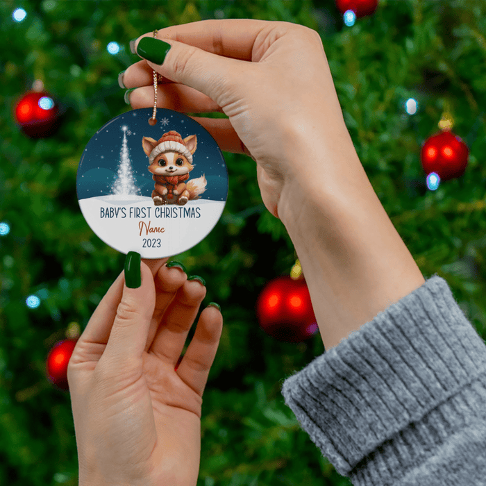 Christmas Gift, Personalized Ceramic Ornament: Baby's First Christmas