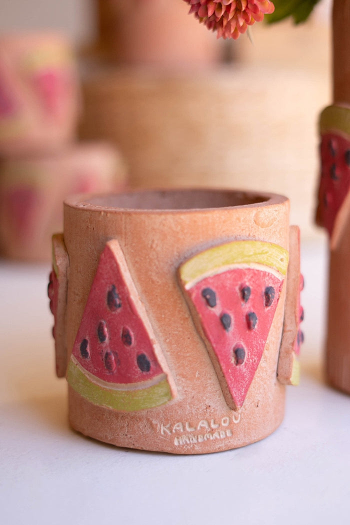 Kalalou Clay Watermelon Container / Short