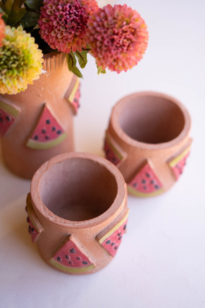 Kalalou Clay Watermelon Container / Short