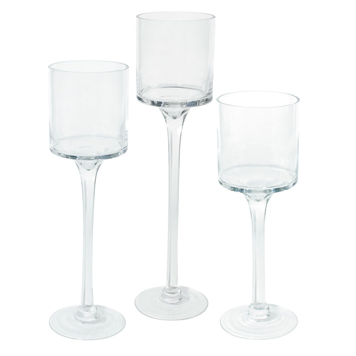 Clear 8cm Glass Holder with Stem Set Pack of 1