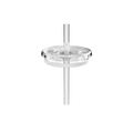 Clear plastic Coffee Straw Lid for M 12oz Plastic Cup, shown from a straight-on angle displaying the transparent lid with integrated straw passing through the centre opening.