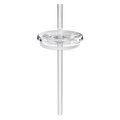 Clear KeepCup Straw Lid shown from a straight-on angle with the reusable straw inserted through the centre, displaying the transparent lid's layered construction against a white background.