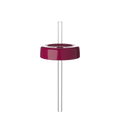 KeepCup Commuter Coffee Straw Lid in deep burgundy, shown from a straight-on angle with a clear reusable straw inserted through the centre hole, displaying the lid's glossy finish and circular design.