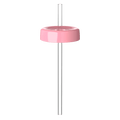Pink Commuter Coffee Straw Lid shown from the front with clear reusable straw inserted through the centre hole, displayed against a white background.