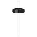 KeepCup Commuter Coffee Straw Lid in black, shown from above at an angle with a clear reusable straw inserted through the centre hole, displayed against a white background.
